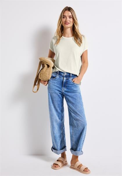 Shirt mit Glitzerstreifen off white