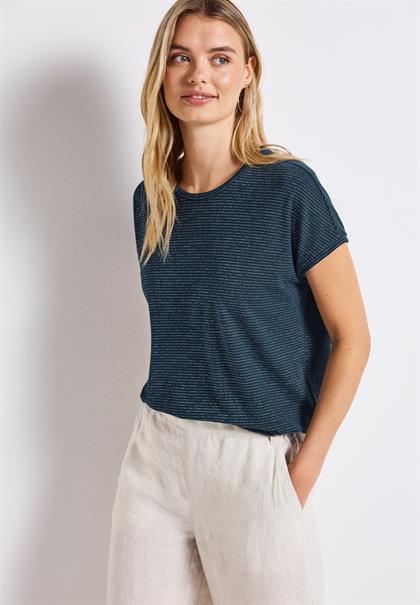 Shirt mit Glitzerstreifen tide blue