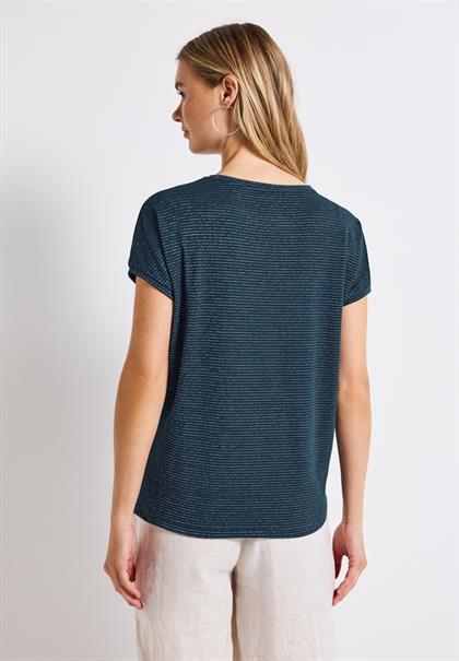 Shirt mit Glitzerstreifen tide blue
