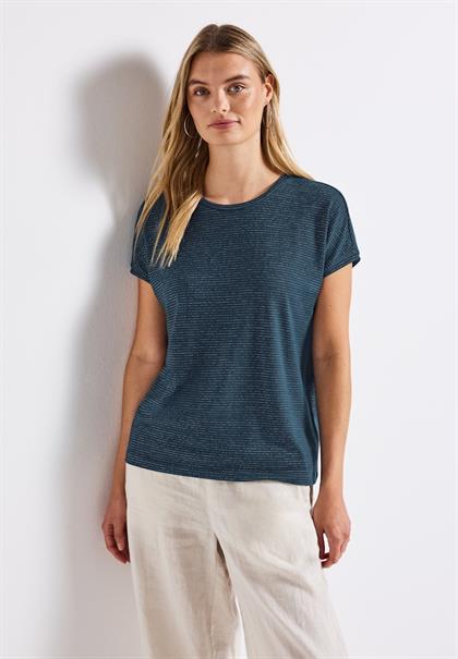 Shirt mit Glitzerstreifen tide blue