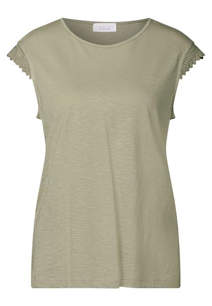 Shirt mit Häkeldetails arid green
