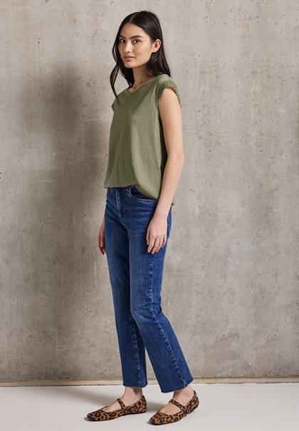 Shirt mit Häkeldetails arid green