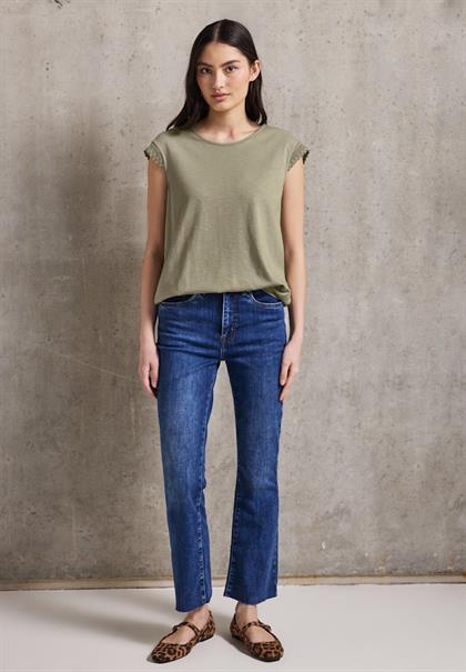 Shirt mit Häkeldetails arid green