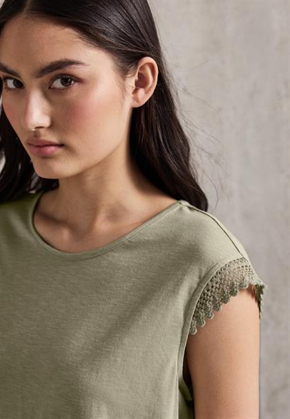 Shirt mit Häkeldetails arid green