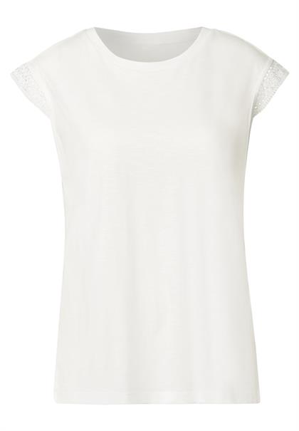 Shirt mit Häkeldetails off white