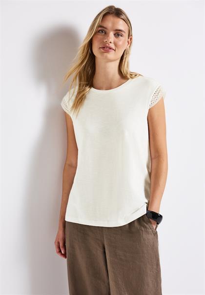 Shirt mit Häkeldetails off white