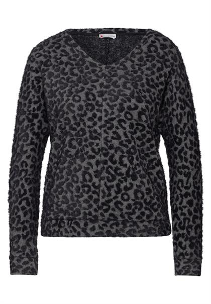 Shirt mit Leo-Muster gravel grey mel.