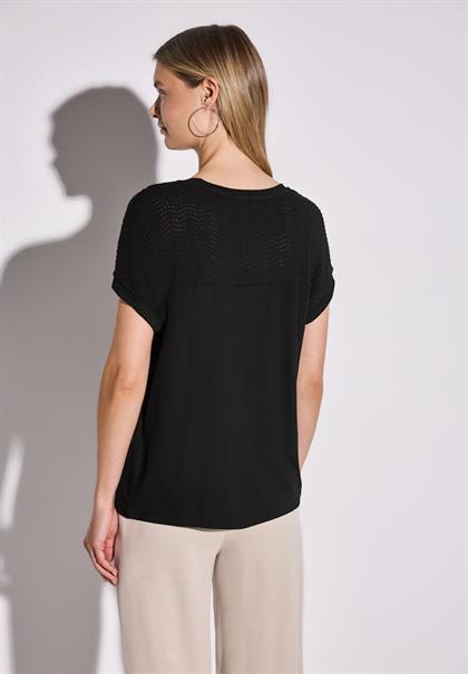 Shirt mit Lochmusterdetail black