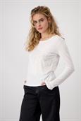 Shirt mit Pailletten und Perlen off-white