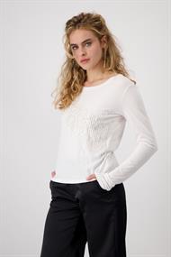 Shirt mit Pailletten und Perlen off-white