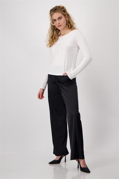 Shirt mit Pailletten und Perlen off-white