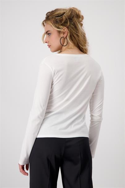 Shirt mit Pailletten und Perlen off-white