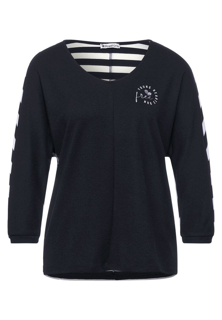 Street One Damen Langarmshirt A317364 Dark Vintage Blue - größe