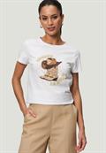Shirt mit print patch white beige