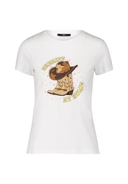 Shirt mit print patch white beige