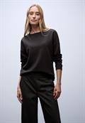 Shirt mit Ripp-Detail darkest brown mel.