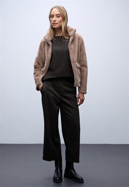 Shirt mit Ripp-Detail darkest brown mel.