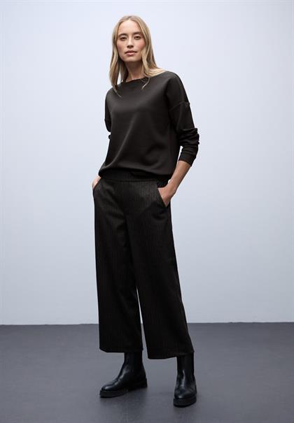 Shirt mit Ripp-Detail darkest brown mel.