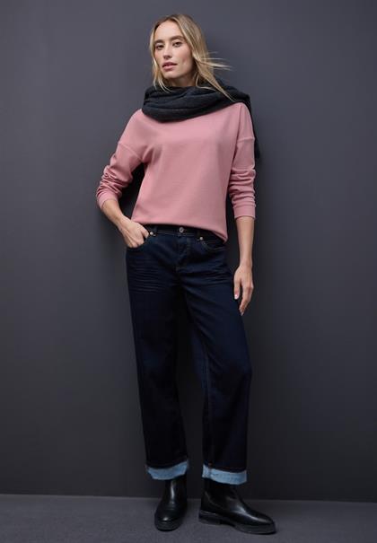 Shirt mit Ripp-Detail powder pink mel.