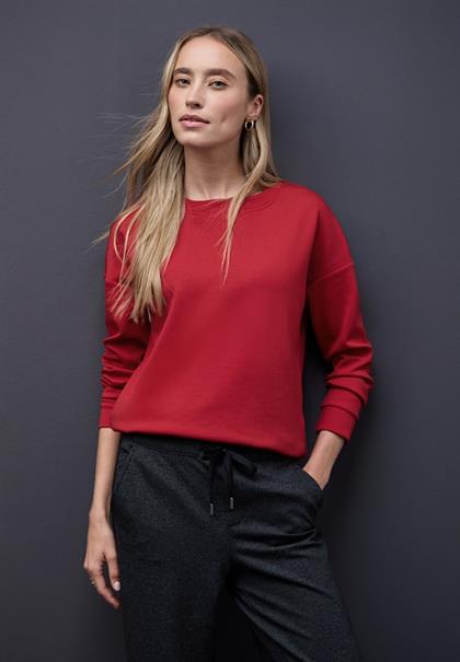 Shirt mit Ripp-Detail racing red mel.