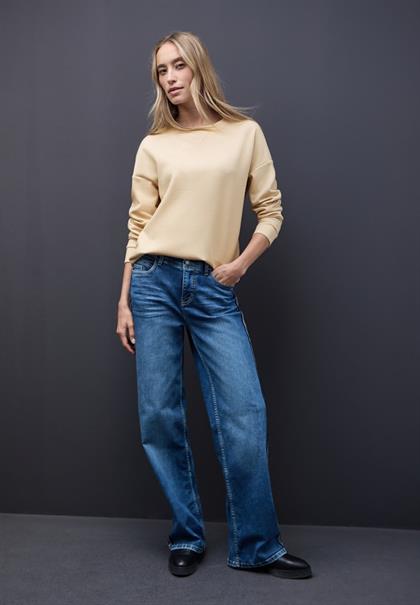 Shirt mit Ripp-Detail sanded beige mel.