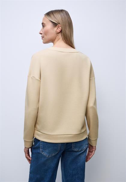 Shirt mit Ripp-Detail sanded beige mel.