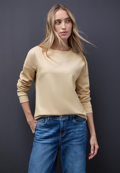 Shirt mit Ripp-Detail sanded beige mel.