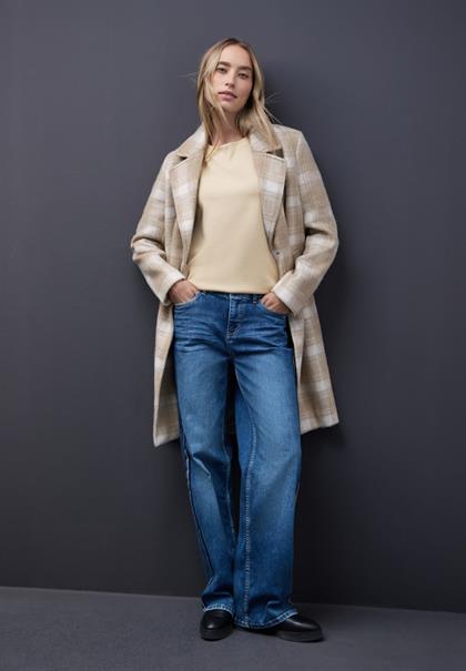 Shirt mit Ripp-Detail sanded beige mel.