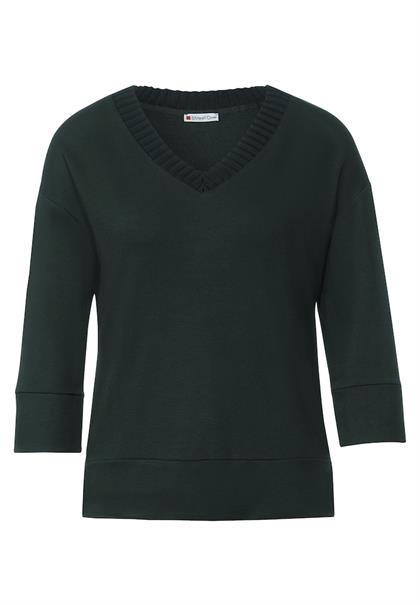 Shirt mit Rippausschnitt deep clary mint