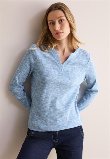 Shirt mit Rippstruktur light blue melange