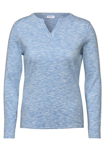 Shirt mit Rippstruktur light blue melange