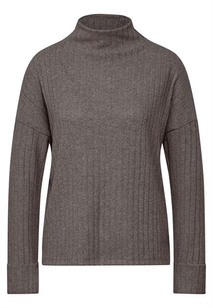 Shirt mit Rippstruktur morel brown mel.