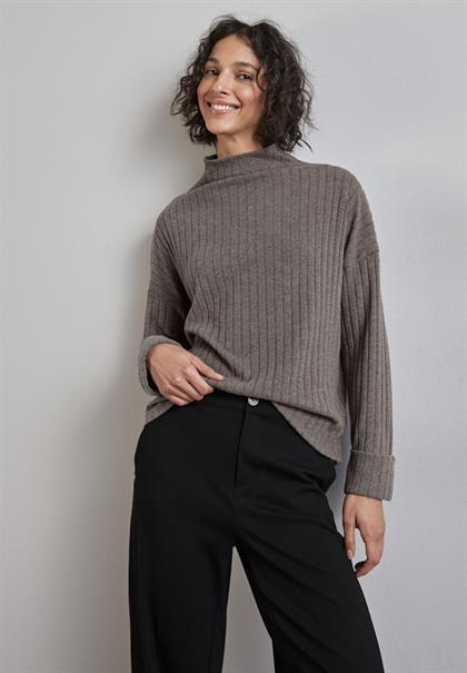 Shirt mit Rippstruktur morel brown mel.