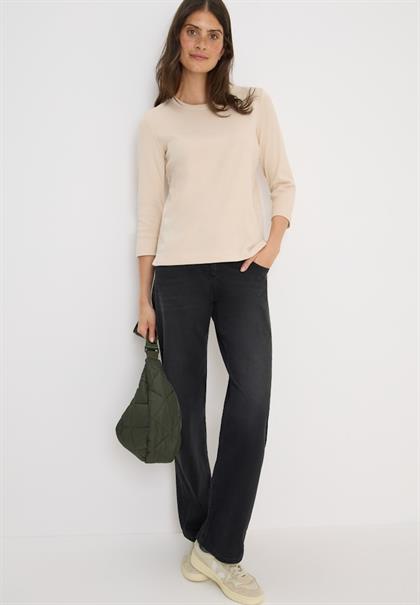 Shirt mit Rippstruktur oat milk beige