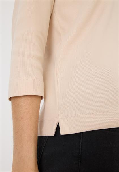 Shirt mit Rippstruktur oat milk beige