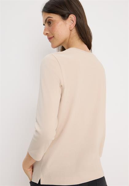 Shirt mit Rippstruktur oat milk beige