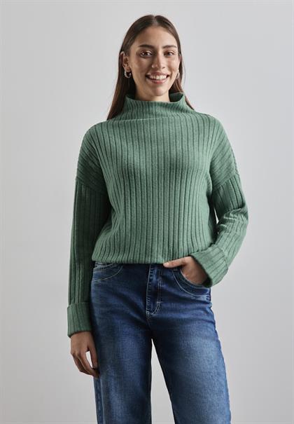Shirt mit Rippstruktur sunlit green mel.