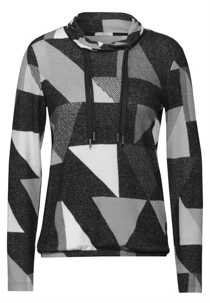 Shirt mit Schalkragen black melange