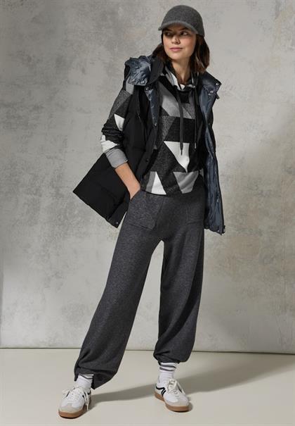 Shirt mit Schalkragen black melange