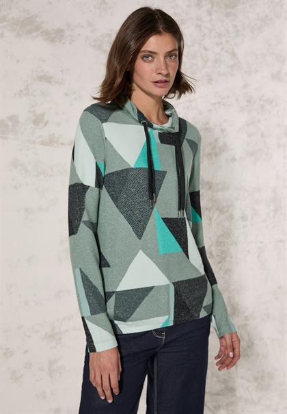 Shirt mit Schalkragen glaced green melange