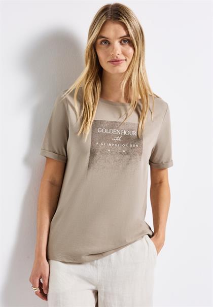 Shirt mit Schimmer-Print tumbled beige