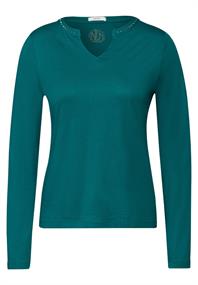 Shirt mit Schmucksteinchen petrol green