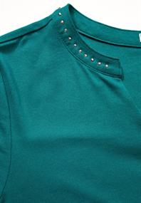 Shirt mit Schmucksteinchen petrol green