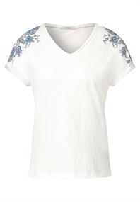 Shirt mit Schulter Stickerei vanilla white