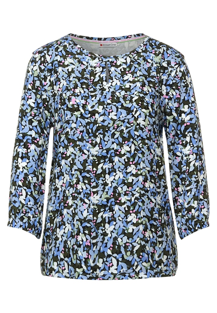Street One Damen Longsleeve Shirt mit Schulterdetails dark vintage blue  bequem online kaufen bei