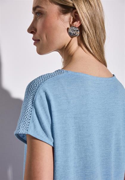 Shirt mit Spitzendetail serenity blue