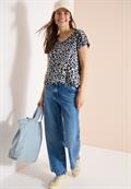 Shirt mit Spitzendetail und Leo-Print urban dark blue