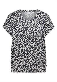 Shirt mit Spitzendetail und Leo-Print urban dark blue