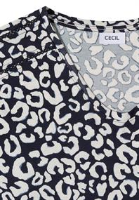Shirt mit Spitzendetail und Leo-Print urban dark blue