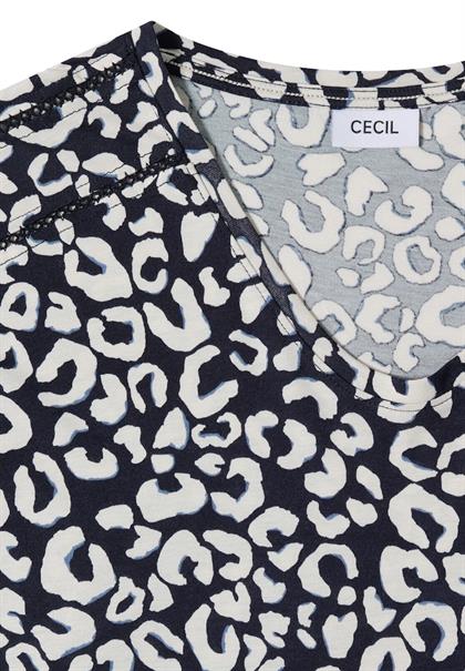Shirt mit Spitzendetail und Leo-Print urban dark blue